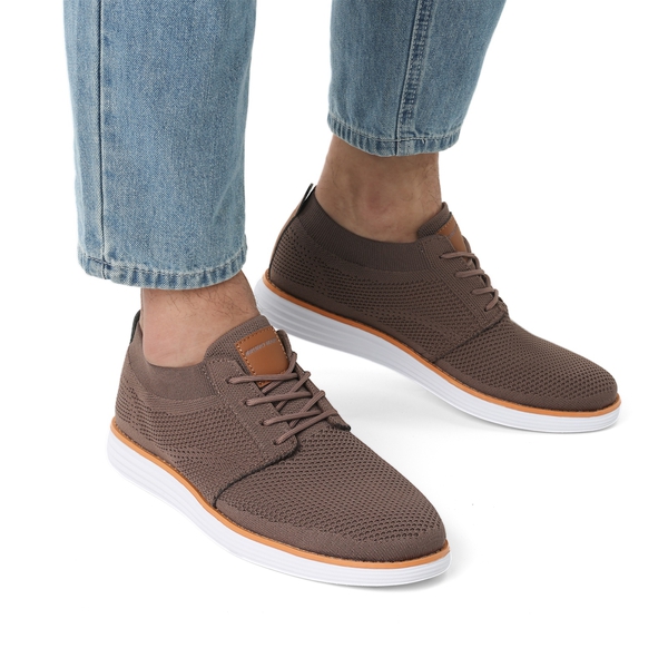 [KnitFlex Breeze] Men's Breathable Mesh Oxford Sneakers - LIGHT BROWN - 6